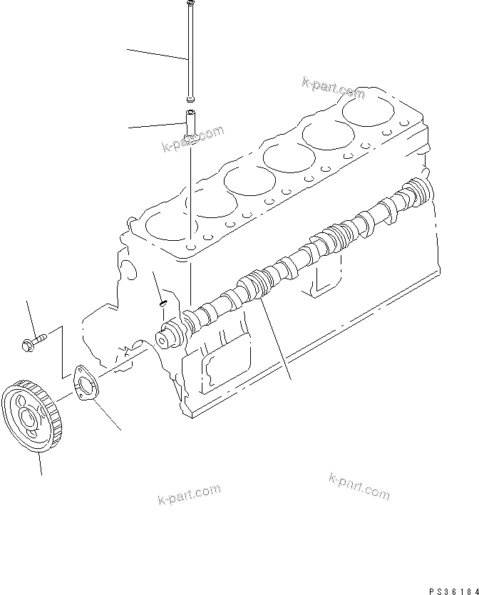 Komatsu parts book diagram for S6D108E-2A-N6 S/N 19030-UP: CAMSHAFT AND TAPPET