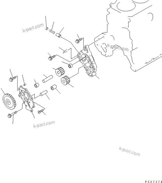 Komatsu parts book diagram for S6D108E-2A-N6 S/N 19030-UP: OIL PUMP(#21560-)