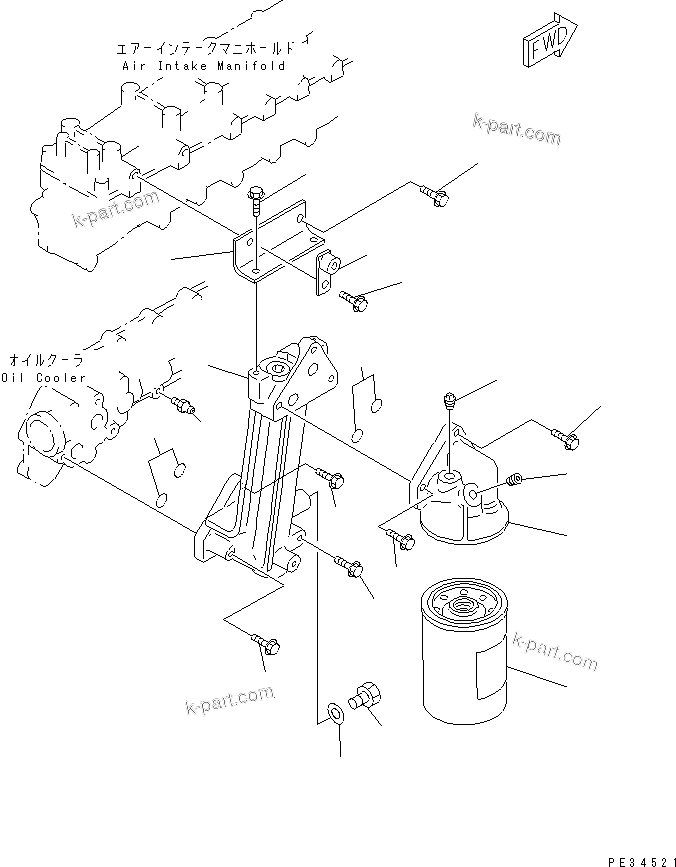 Komatsu parts book diagram for S6D108E-2A-N6 S/N 19030-UP: OIL FILTER(#21560-)