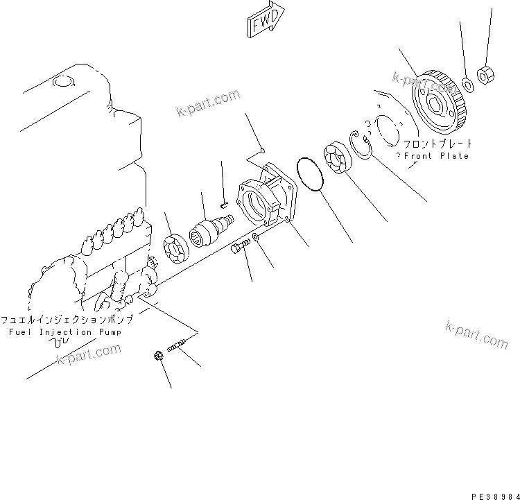 Komatsu parts book diagram for S6D108E-2A-N6 S/N 19030-UP: FUEL INJECTION PUMP DRIVE(#21560-)