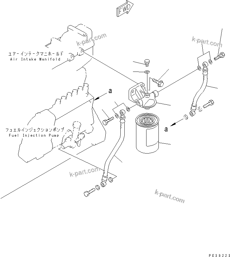 Komatsu parts book diagram for S6D108E-2A-N6 S/N 19030-UP: FUEL FILTER(#21560-24564)