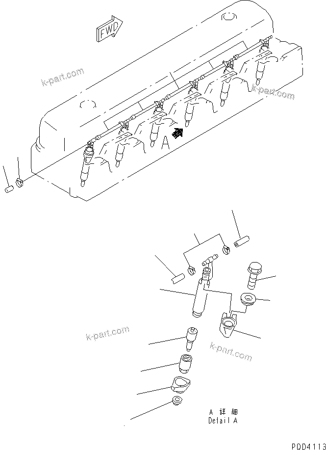 Komatsu parts book diagram for S6D108E-2A-N6 S/N 19030-UP: INJECTION NOZZLE(#21560-)