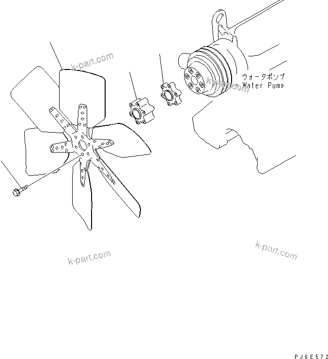 Komatsu parts book diagram for S6D108E-2A-N6 S/N 19030-UP: COOLING FAN(#35928-)