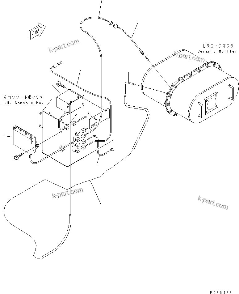 Komatsu parts book diagram for S6D108E-2A-N6 S/N 19030-UP: CERAMIC MUFFLER RELATED PARTS (FORWARDED INDIVIDUALLY PARTS)(#21560-27615)