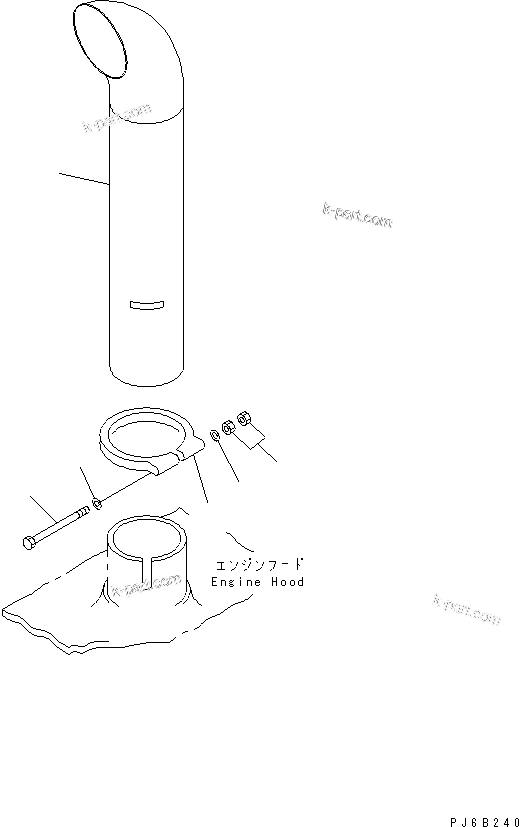 Komatsu parts book diagram for S6D108E-2A-N6 S/N 19030-UP: EXHAUST PIPE(#32610-)