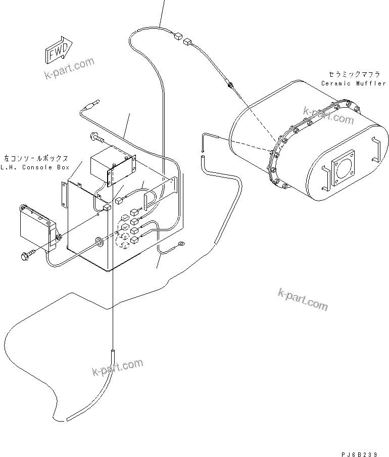 Komatsu parts book diagram for S6D108E-2A-N6 S/N 19030-UP: CERAMIC MUFFLER RELATED PARTS (WIRE HARNESS) (TUNNEL SPEC.)(#32610-)