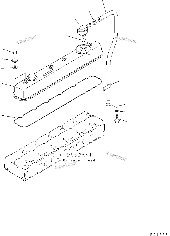 Komatsu parts book diagram for S6D108-1C-6 S/N 10001-UP: HEAD COVER