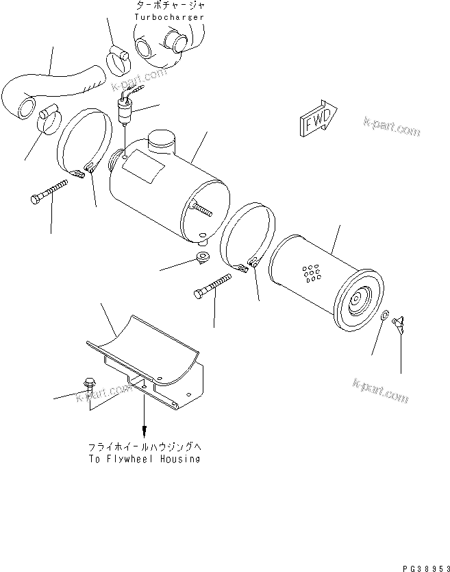Komatsu parts book diagram for S6D108-1C-6 S/N 10001-UP: AIR CLEANER (SINGLE ELEMENT TYPE)