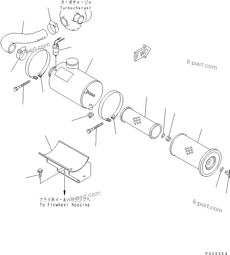 Komatsu parts book diagram for S6D108-1C-6 S/N 10001-UP: AIR CLEANER (DOUBLE ELEMENT TYPE)