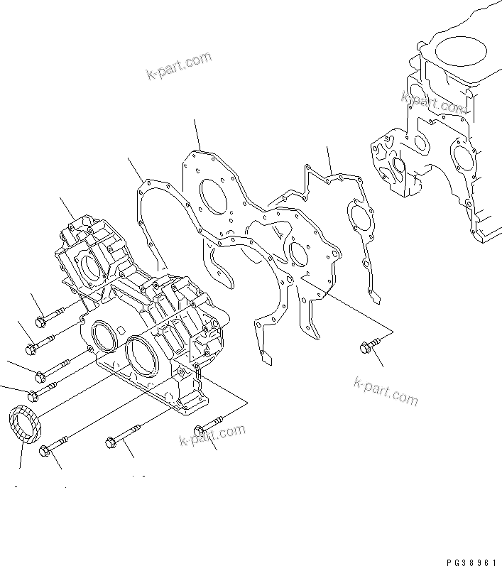 Komatsu parts book diagram for S6D108-1C-6 S/N 10001-UP: FRONT COVER