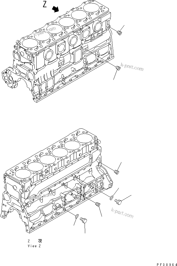 Komatsu parts book diagram for S6D108-1C-6 S/N 10001-UP: CYLINDER BLOCK BLIND PLUG