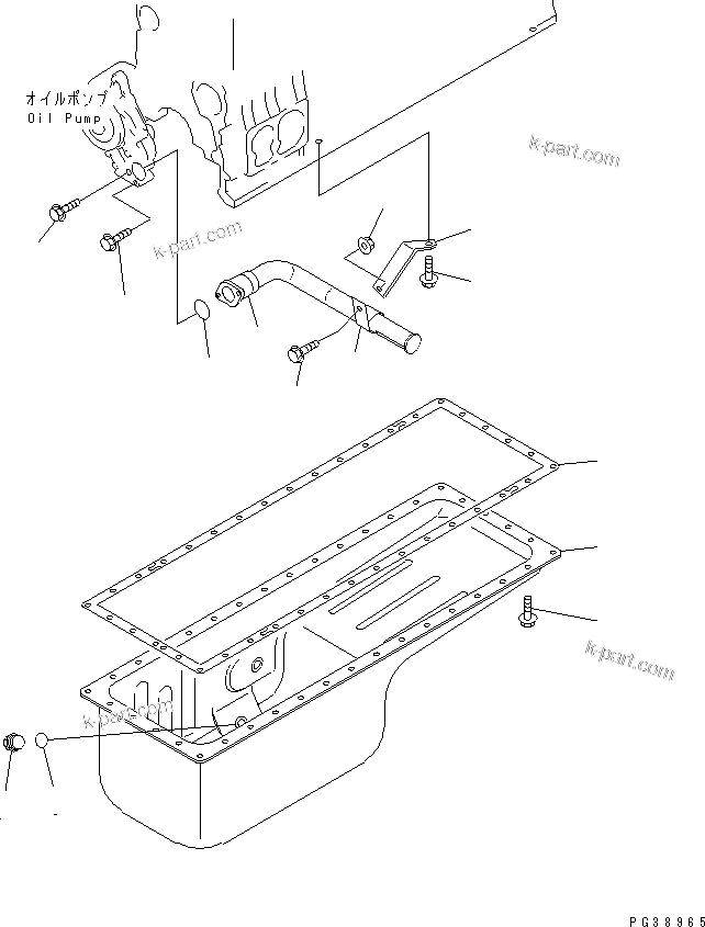 Komatsu parts book diagram for S6D108-1C-6 S/N 10001-UP: OIL PAN AND SUCTION TUBE