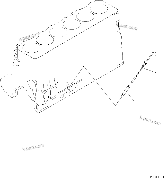 Komatsu parts book diagram for S6D108-1C-6 S/N 10001-UP: OIL LEVEL GAUGE