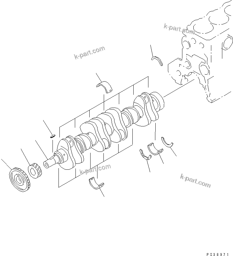 Komatsu parts book diagram for S6D108-1C-6 S/N 10001-UP: CRANKSHAFT(#10001-15613)