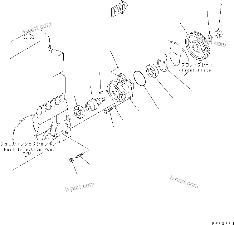 Komatsu parts book diagram for S6D108-1C-6 S/N 10001-UP: FUEL INJECTION PUMP DRIVE
