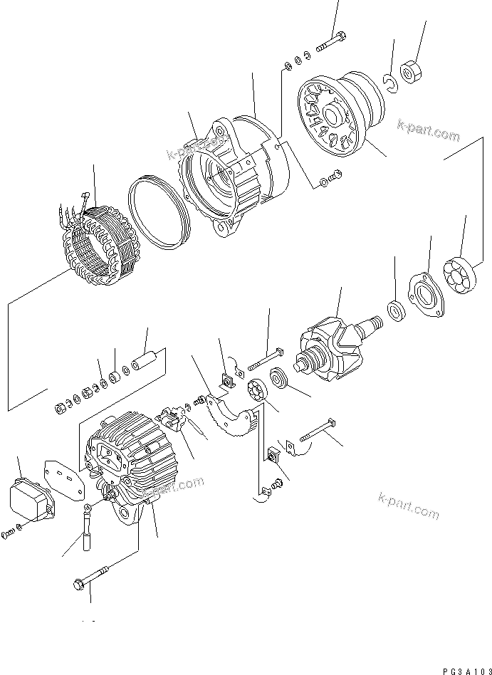 Komatsu parts book diagram for S6D108-1C-6 S/N 10001-UP: ALTERNATOR (13A) (INNER PARTS)
