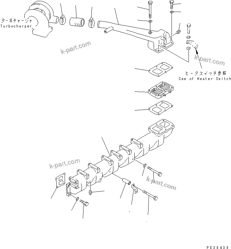 Komatsu parts book diagram for S6D125E-2H S/N 60863-UP: AIR INTAKE MANIFOLD(#61582-)