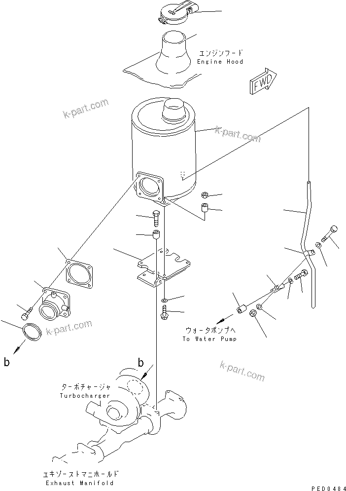 Komatsu parts book diagram for S6D125E-2H S/N 60863-UP: MUFFLER (WITH CAP)(#61659-81642)