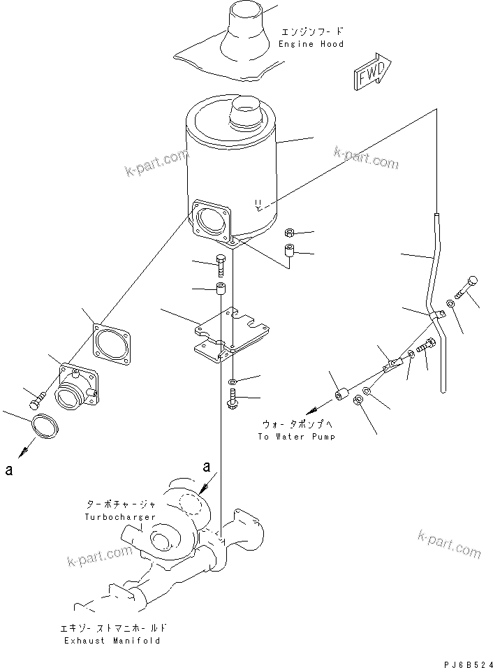 Komatsu parts book diagram for S6D125E-2H S/N 60863-UP: MUFFLER (FOR SPARK ARREATER)(#78295-)