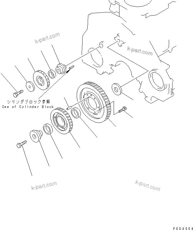 Komatsu parts book diagram for S6D125E-2H S/N 60863-UP: IDLER GEAR