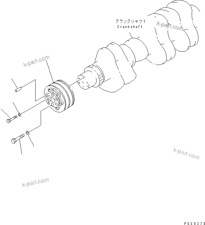 Komatsu parts book diagram for S6D125E-2H S/N 60863-UP: CRANK PULLEY (HARDENING PULLEY)(#61659-)