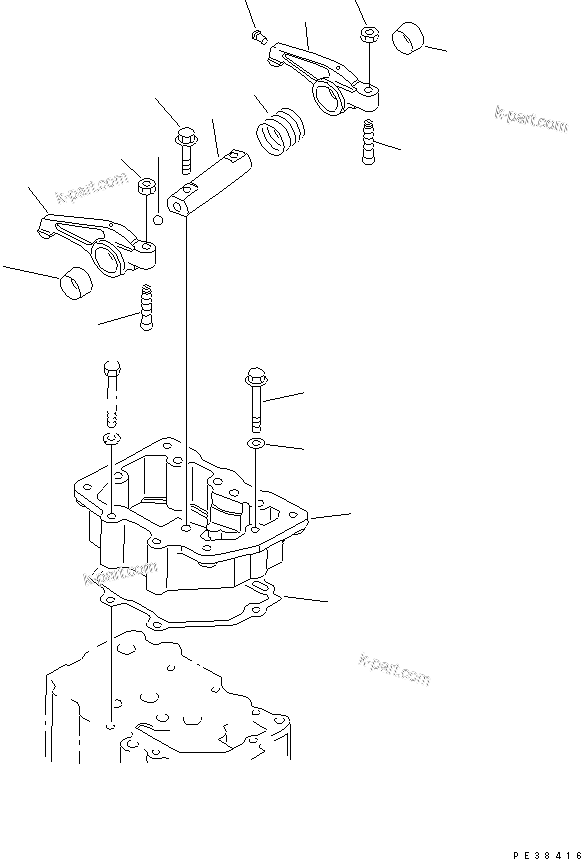 Komatsu parts book diagram for S6D125E-2H S/N 60863-UP: ROCKER ARM(#76476-)