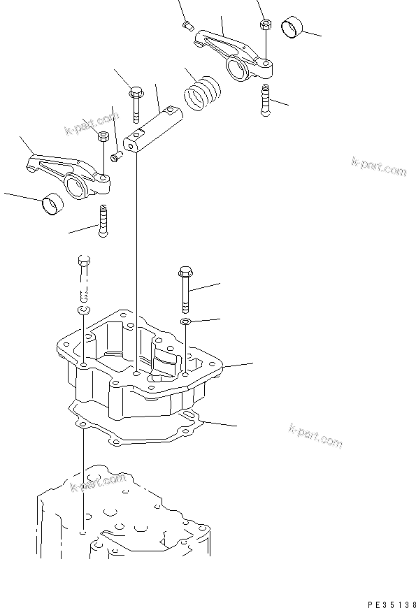 Komatsu parts book diagram for S6D125E-2H S/N 60863-UP: ROCKER ARM(#61582-76475)