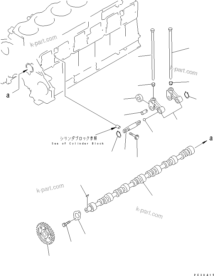 Komatsu parts book diagram for S6D125E-2H S/N 60863-UP: CAMSHAFT(#76476-)