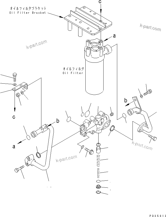 Komatsu parts book diagram for S6D125E-2H S/N 60863-UP: OIL ADAPTER(#61582-)