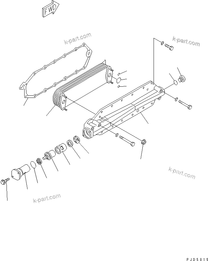 Komatsu parts book diagram for S6D125E-2H S/N 60863-UP: OIL COOLER(#76476-)