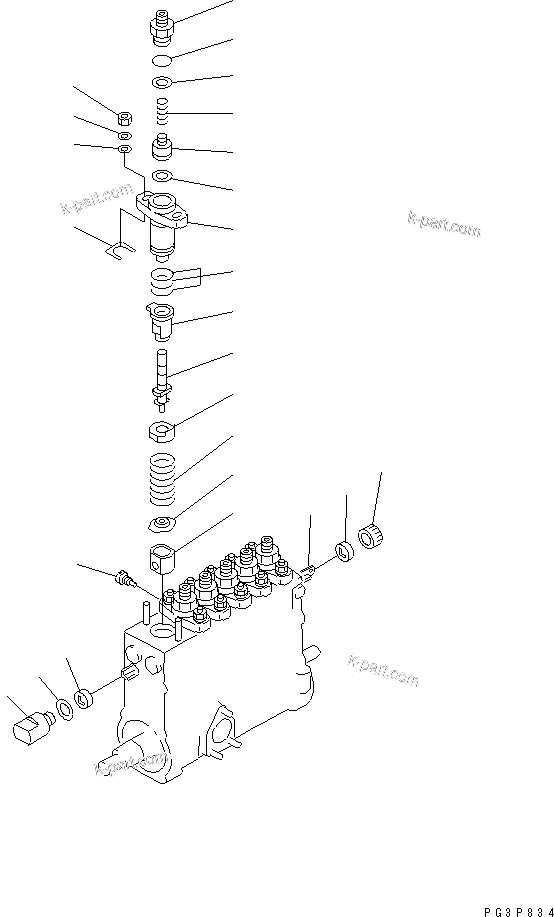 Komatsu parts book diagram for S6D125E-2H S/N 60863-UP: FUEL INJECTION PUMP (PUMP) (2/2) (INNER PARTS)(#61659-)