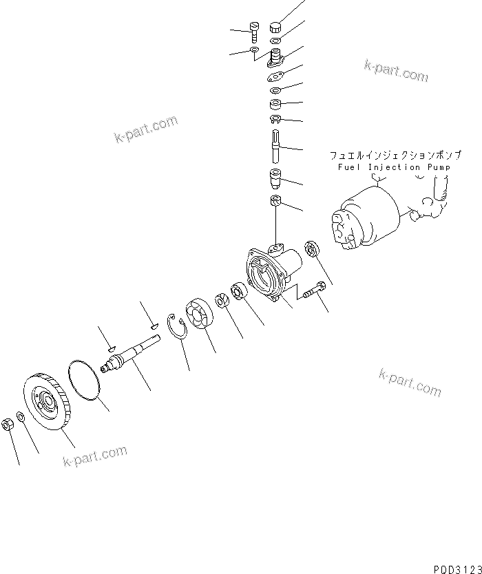 Komatsu parts book diagram for S6D125E-2H S/N 60863-UP: FUEL INJECTION PUMP DRIVE(#61582-)