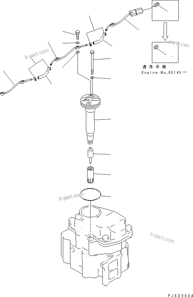 Komatsu parts book diagram for S6D125E-2H S/N 60863-UP: INJECTION NOZZLE(#81643-)