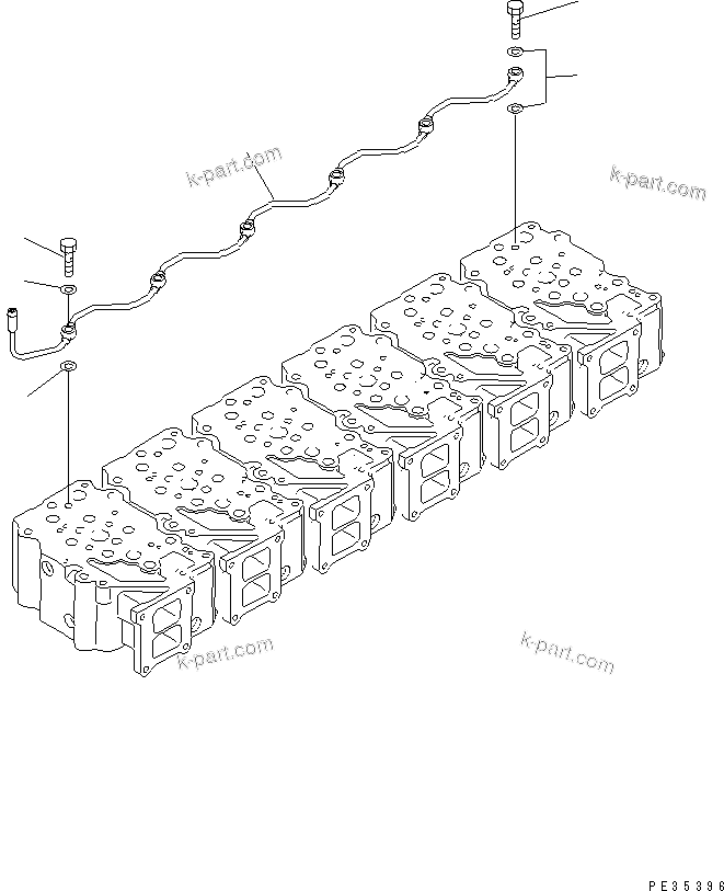 Komatsu parts book diagram for S6D125E-2H S/N 60863-UP: AIR VENT(#61582-75016)