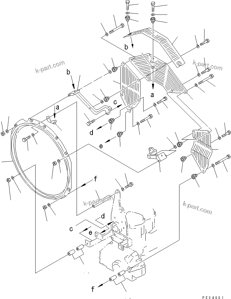Komatsu parts book diagram for S6D125E-2H S/N 60863-UP: FAN GUARD (2/2)(#61582-)