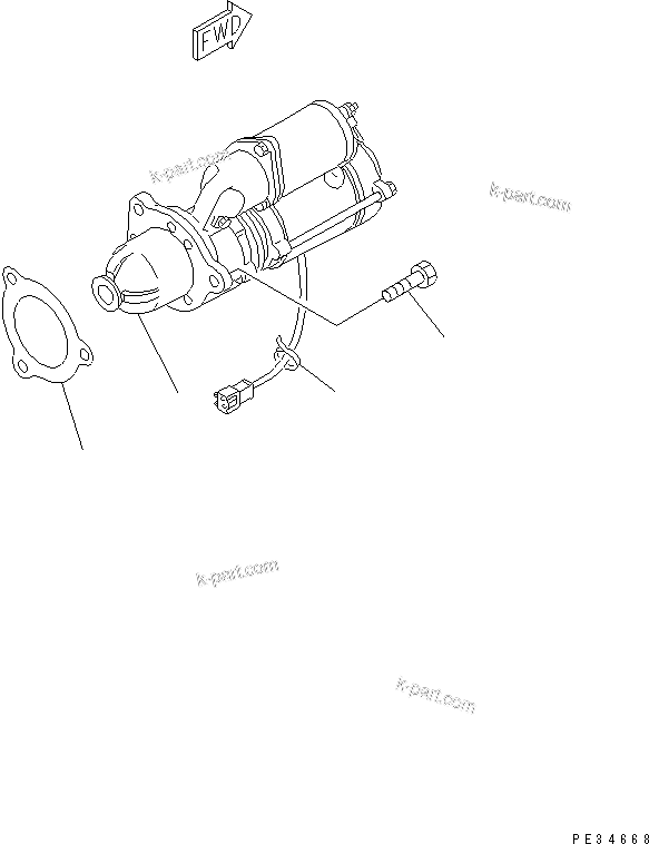 Komatsu parts book diagram for S6D125E-2H S/N 60863-UP: STARTING MOTOR MOUNTING (7.5KW)(#62922-)