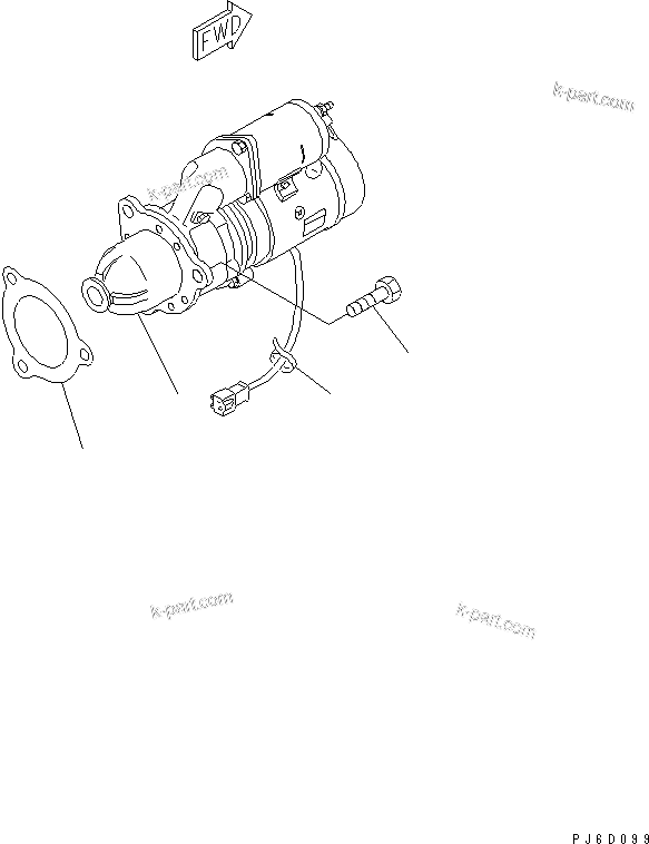 Komatsu parts book diagram for S6D125E-2H S/N 60863-UP: STARTING MOTOR MOUNTING (11KW) (COLD TERRAIN SPEC.)(#85824-)