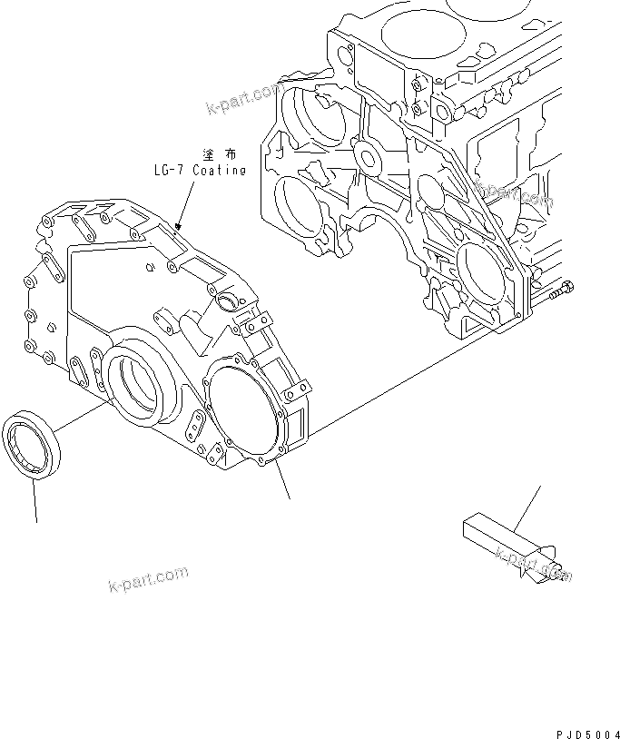 Komatsu parts book diagram for S6D125E-2C-6 S/N 60721-UP: FRONT COVER(#75758-)