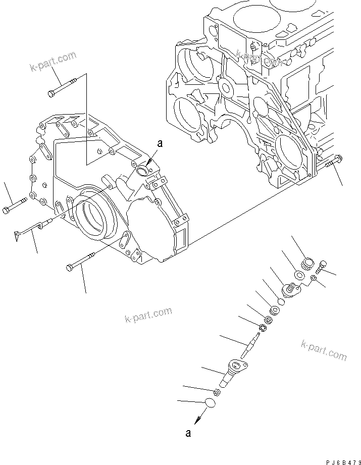 Komatsu parts book diagram for S6D125E-2C-6 S/N 60721-UP: FRONT COVER MOUNTING(#75758-)