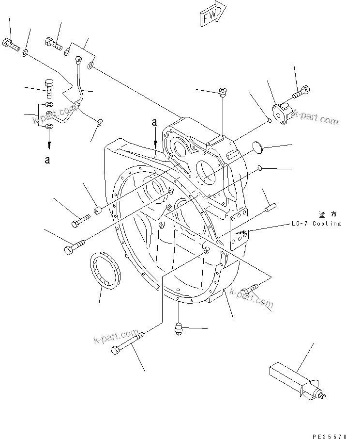 Komatsu parts book diagram for S6D125E-2C-6 S/N 60721-UP: FLYWHEEL HOUSING(#60863-)