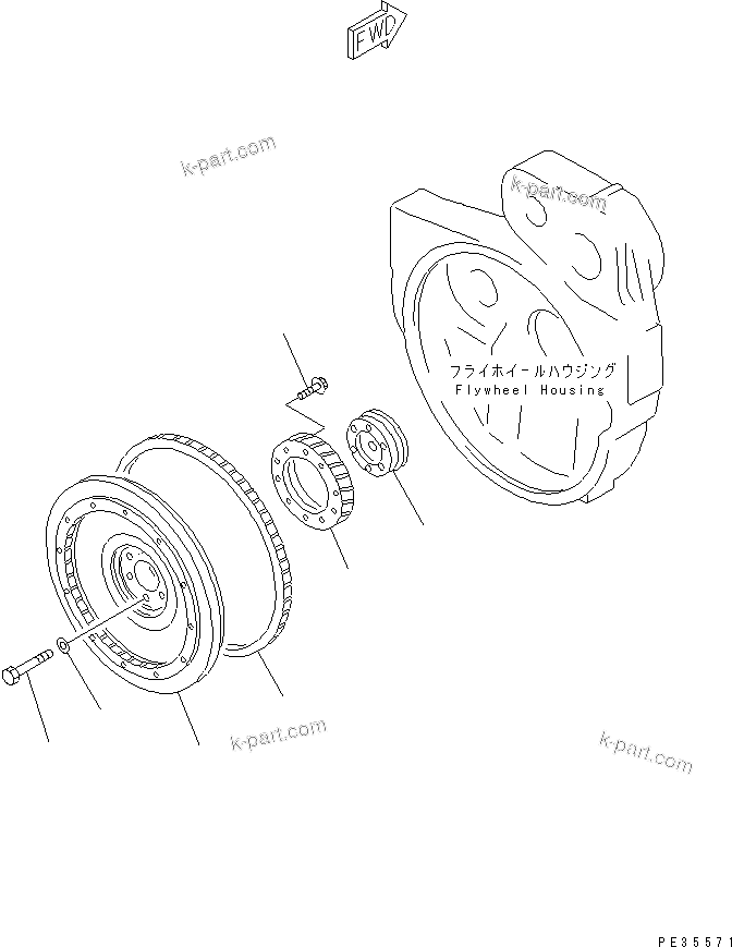 Komatsu parts book diagram for S6D125E-2C-6 S/N 60721-UP: FLYWHEEL(#60863-)