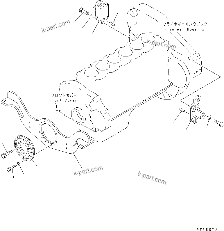 Komatsu parts book diagram for S6D125E-2C-6 S/N 60721-UP: ENGINE MOUNTING(#60863-)