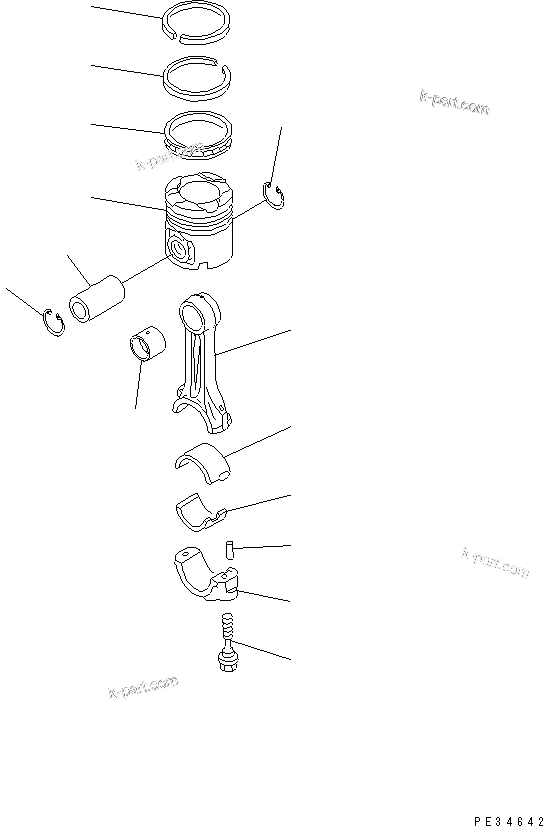 Komatsu parts book diagram for S6D125E-2C-6 S/N 60721-UP: PISTON