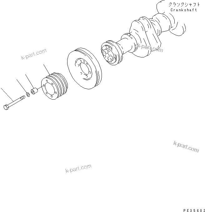 Komatsu parts book diagram for S6D125E-2C-6 S/N 60721-UP: CRANK PULLEY (NON HARDENING PULLEY)(#60863-)