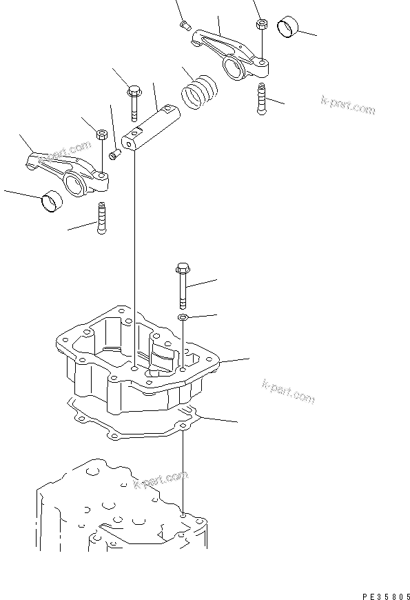 Komatsu parts book diagram for S6D125E-2C-6 S/N 60721-UP: ROCKER ARM(#60721-75757)