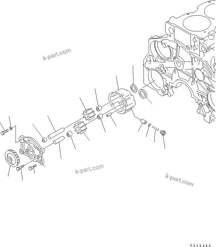 Komatsu parts book diagram for S6D125E-2C-6 S/N 60721-UP: OIL PUMP