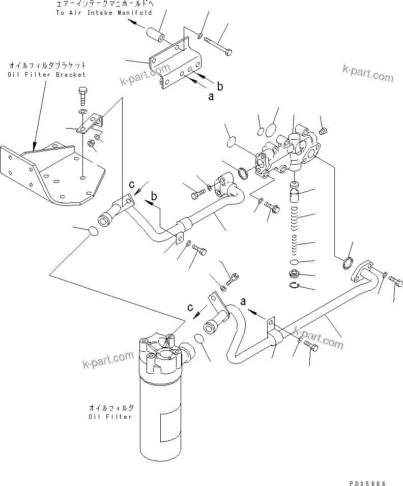 Komatsu parts book diagram for S6D125E-2C-6 S/N 60721-UP: OIL ADAPTER(#60863-)