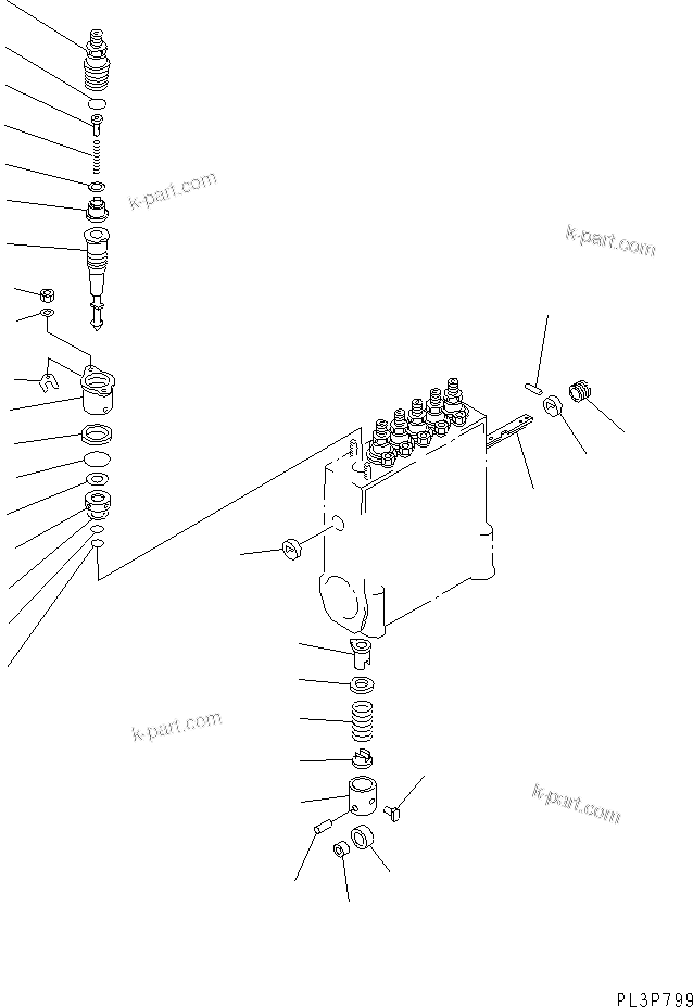 Komatsu parts book diagram for S6D125E-2C-6 S/N 60721-UP: FUEL INJECTION PUMP (PUMP) (2/2) (INNER PARTS)(#60863-66443)