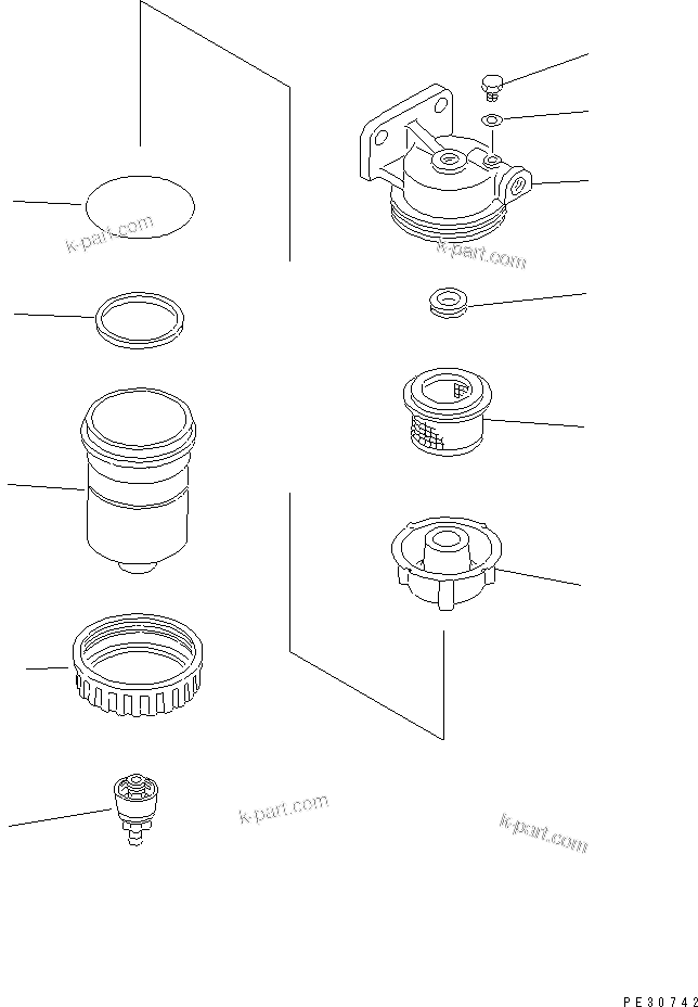 Komatsu parts book diagram for S6D125E-2C-6 S/N 60721-UP: WATER SEPARATOR(#62324-)