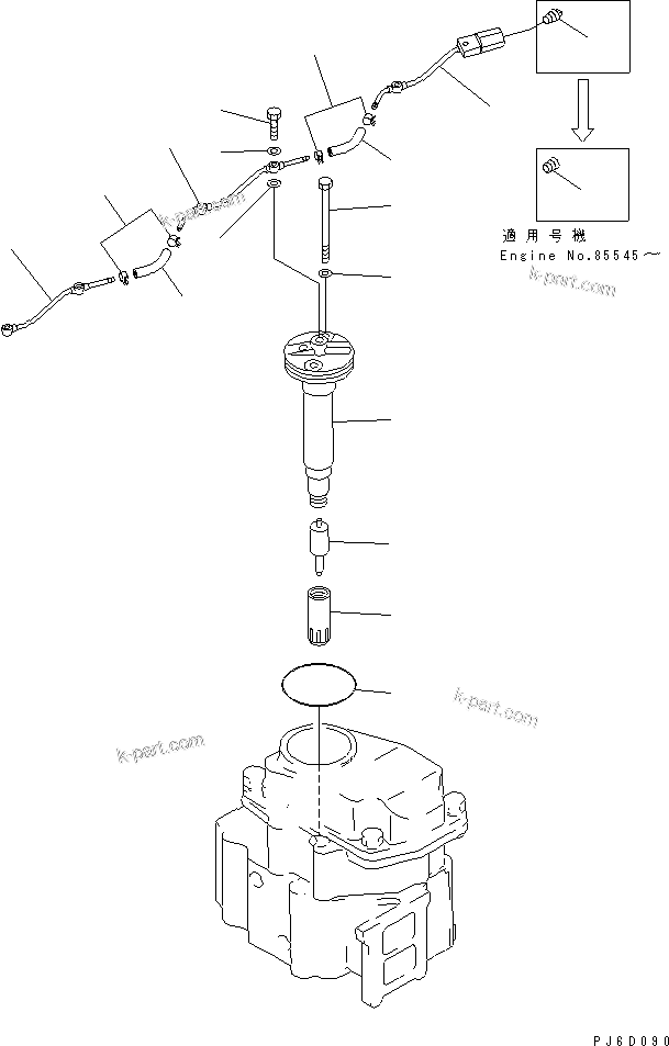 Komatsu parts book diagram for S6D125E-2C-6 S/N 60721-UP: INJECTION NOZZLE(#81692-)